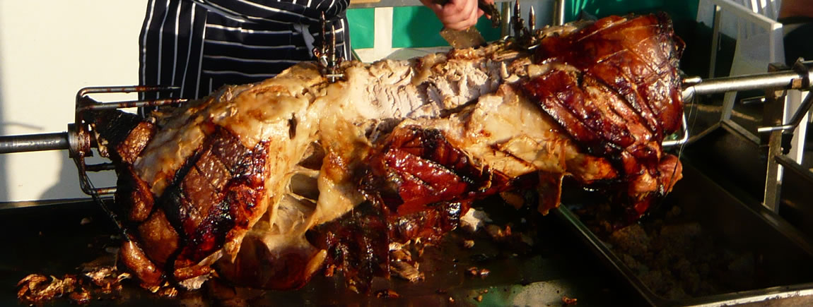 Spit roasted hog roast catering in Wales